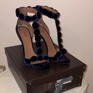 Alaia La Bombe Sandals in Marine Velvet
